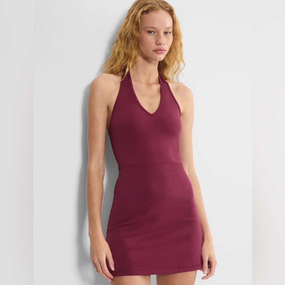 Aritzia Wilfred Free Life Whistle Halter Mini Dress in Twinberry Red Size Small